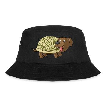 Niedliche Comic Dackelkröte - Bucket Hat - Schwarz - Vorne - Lela (165cm)