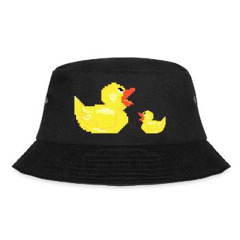 Duck mother with child chicks young gift duck - Bucket Hat - black - Front - Lela (165cm)