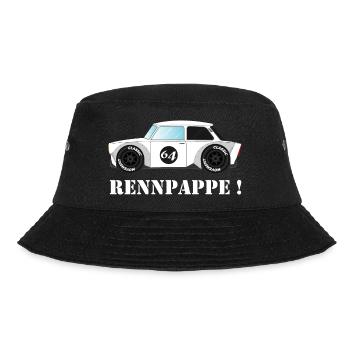 DDR Trabi - Rennpappe als Klassischer Rennwagen - Bucket Hat - Schwarz - Vorne - Lela (165cm)