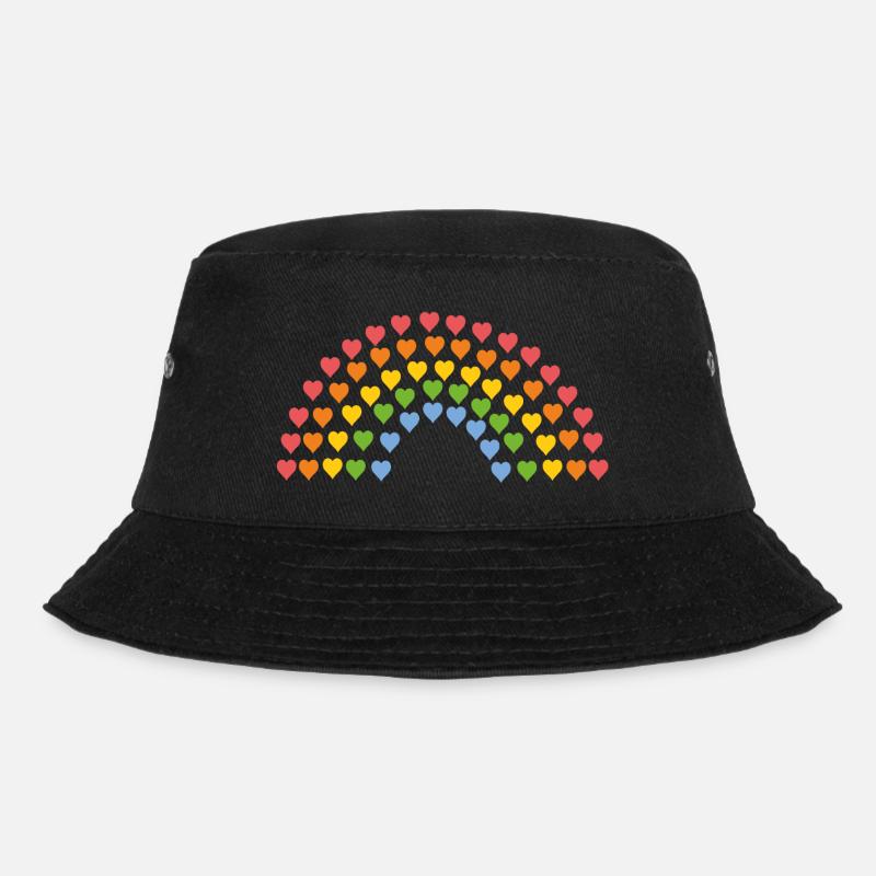Regenbogen aus Herzen - Bucket Hat - Schwarz