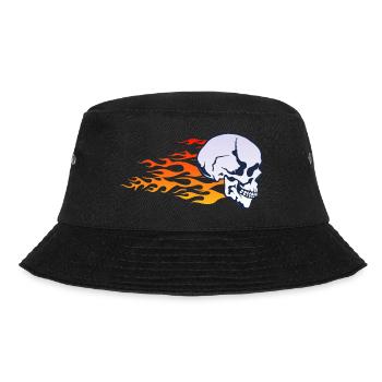 Kopf des Todes Schädel Schädel Flamme Feuer Flamme - Bucket Hat - Schwarz - Vorne - Lela (165cm)