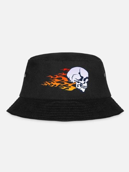 Kopf des Todes Schädel Schädel Flamme Feuer Flamme - Bucket Hat - Schwarz