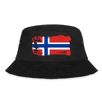 Norwegen Flagge Vintage Skandinavien Norweger - Bucket Hat - Schwarz - Vorne - Lela (165cm)