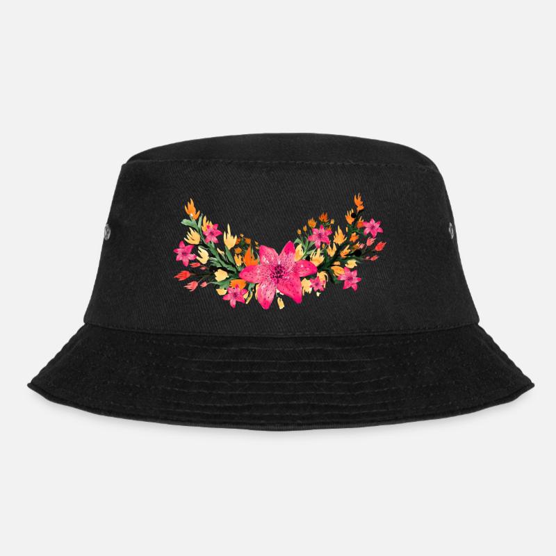 Blumen - Bucket Hat - Schwarz