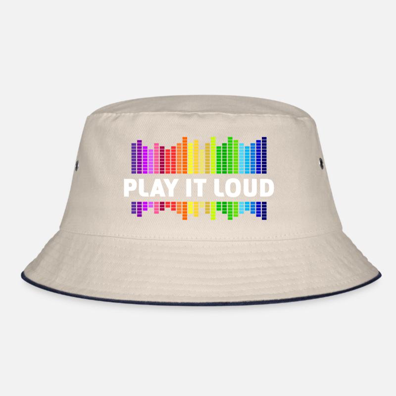 Play it loud Equalizer Musik Regenbogen bunt Disko Bucket Hat