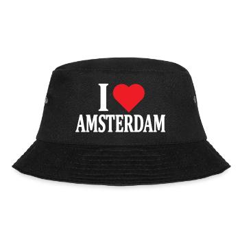 T-Shirt I love Amsterdam Geschenkidee - Bucket Hat - Schwarz - Vorne - Lela (165cm)