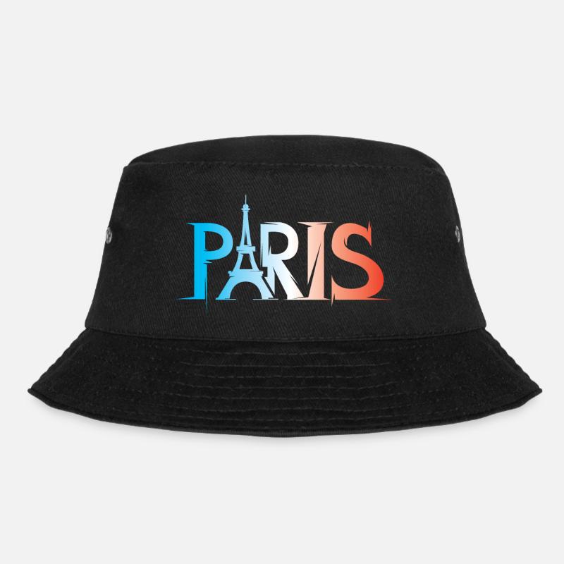 Paris Farben Symbol Eiffelturm Illustration Icon - Bucket Hat - Schwarz