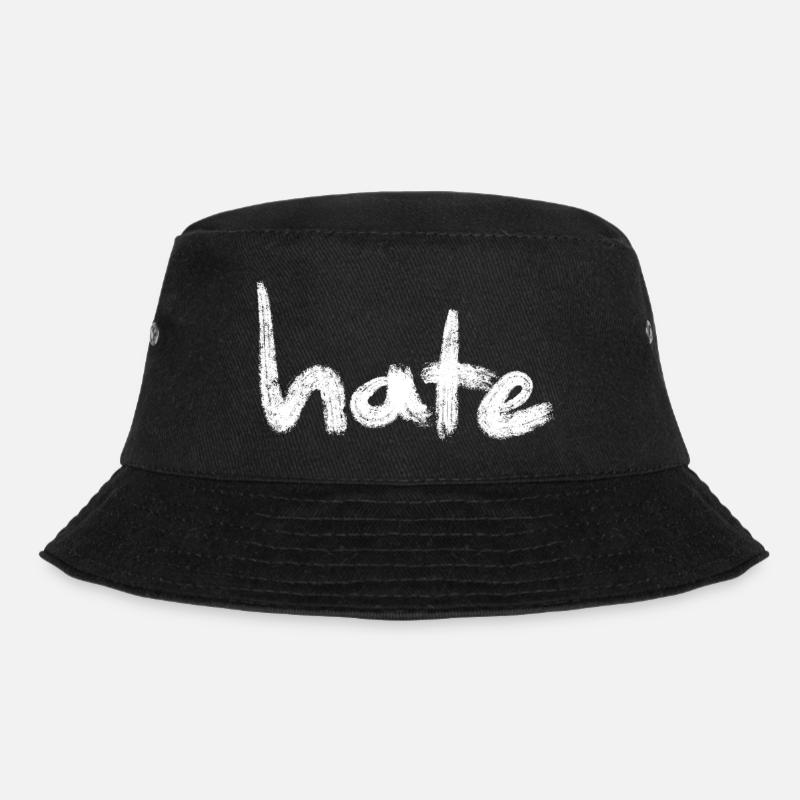 Hate Text white - Bucket Hat - black