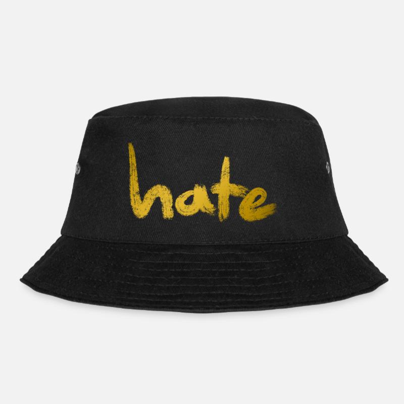 Hate Text Gold - Bucket Hat - black