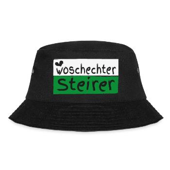 Woschechter Steirer, Steiermark, Mundart, Dialekt - Bucket Hat - Schwarz - Vorne - Lela (165cm)