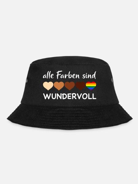 alle Farben sind wunderschön - Herzen - Bucket Hat - Schwarz
