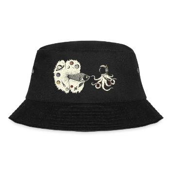 Oktopus trifft Kosmos Kampffisch im Weltall - Bucket Hat - Schwarz - Vorne - Lela (165cm)