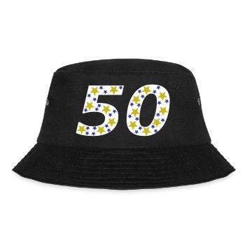 Jubiläum, 50, GB, sternenmuster, Geburtstagsfeier - Bucket Hat - Schwarz - Vorne - Lela (165cm)