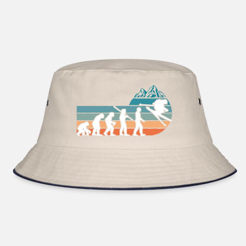 Skiing Evolution Vintag Winter Sport Ski Bucket Hat