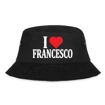 T-Shirt Ich liebe Francesco T-Shirt Geschenkidee - Bucket Hat - Schwarz - Vorne - Lela (165cm)