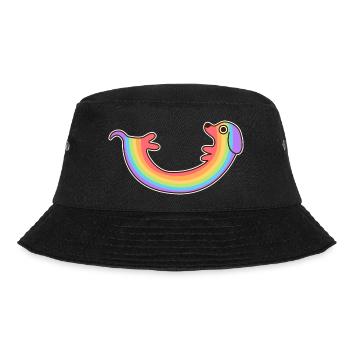 Regenbogenhund. Farbiger Hund. Regenbogenhund * - Bucket Hat - Schwarz - Vorne - Lela (165cm)