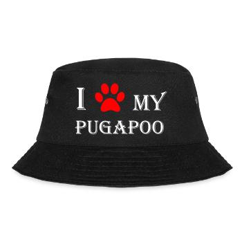 I love my Pugapoo I Pudel Mops Mix - Bucket Hat - Schwarz - Vorne - Lela (165cm)