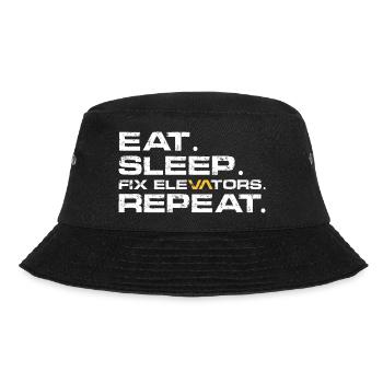 Eat Sleep Fix elevators Repeat - Bucket Hat - Schwarz - Vorne - Lela (165cm)