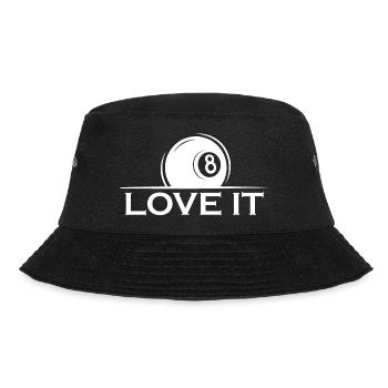 8 ball love it billard pool Verein Team Turnier - Bucket Hat - Schwarz - Vorne - Lela (165cm)