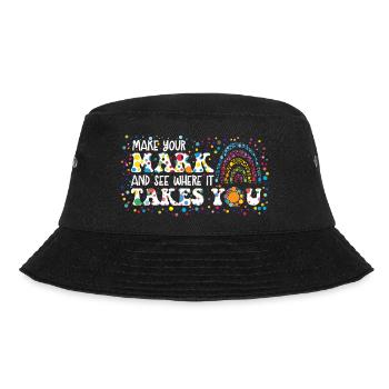 Setzen Sie ein Zeichen und sehen Sie, wohin es Sie führt - Bucket Hat - Schwarz - Vorne - Lela (165cm)
