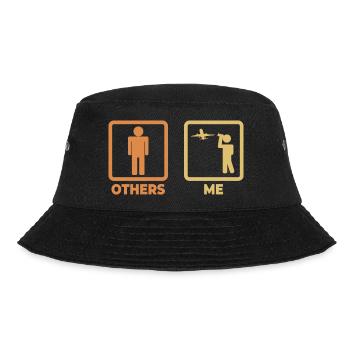 Flugzeugliebhaber Strichmännchen - Bucket Hat - Schwarz - Vorne - Lela (165cm)