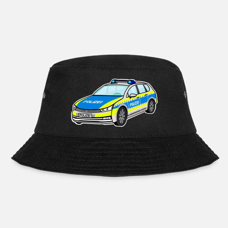 Deutsches Polizeiauto, Polizei Auto, Streifenwagen - Bucket Hat - Schwarz