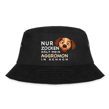 Lustiger Spruch, Zocken hält Aggromon in Schach - Bucket Hat - Schwarz - Vorne - Lela (165cm)
