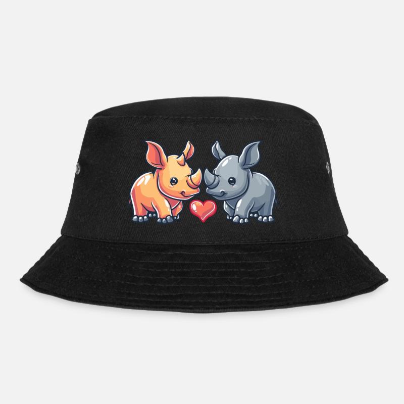 Nashorn Comic Tier Paar Liebe - Bucket Hat - Schwarz