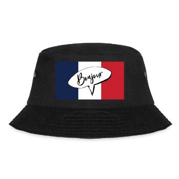Bonjour French expression for hello with France - Bucket Hat - black - Front - Lela (165cm)