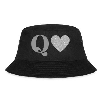Silbernes Herz Q Buchstabe - Bucket Hat - Schwarz - Vorne - Lela (165cm)