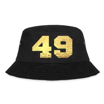 Nummer 49 Gold Glitter - 49. Jahrestag - Bucket Hat - Schwarz - Vorne - Lela (165cm)