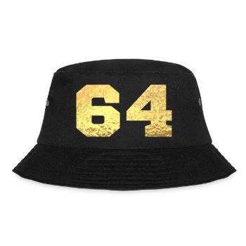 Number 64 Gold Glitter - 64th Anniversary - Bucket Hat - black - Front - Lela (165cm)