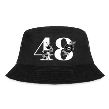 Number 48 Black Floral - 48th Floral Birthday - Bucket Hat - black - Front - Lela (165cm)