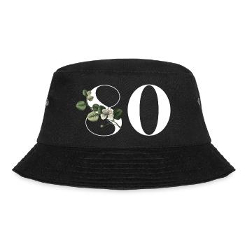 Number 80 Floral Green - 80th Birthday Floral - Bucket Hat - black - Front - Lela (165cm)