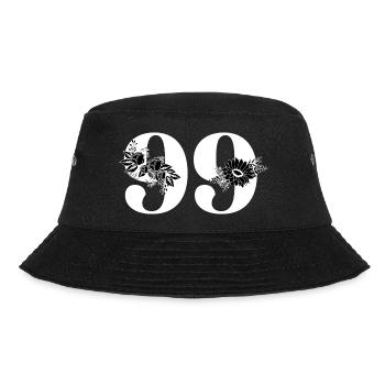 Nummer 99 Schwarze Blumen - 99. Blumengeburtstag - Bucket Hat - Schwarz - Vorne - Lela (165cm)