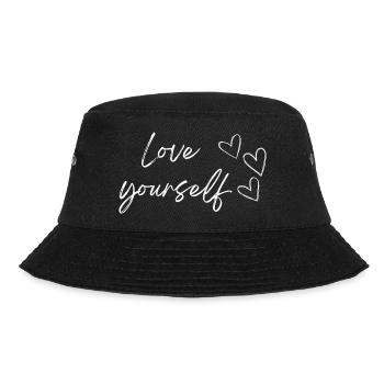 Love yourself (white text) - Bucket Hat - black - Front - Lela (165cm)