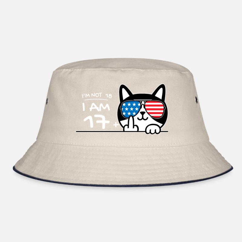 Ich bin nicht 18, ich bin 17 plus 1 Mittelfinger Katzenflip Bucket Hat