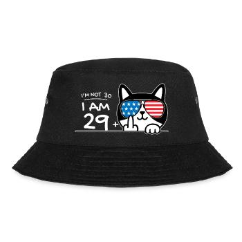 I'm Not 30, I Am 29 Plus 1 Middle Finger Cat Flip - Bucket Hat - black - Front - Lela (165cm)