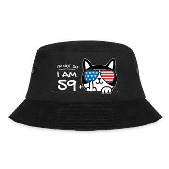 I'm Not 60, I Am 59 Plus 1 Middle Finger Cat Flip - Bucket Hat - black - Front - Lela (165cm)