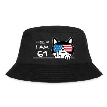 I'm Not 62, I Am 61 Plus 1 Middle Finger Cat Flip - Bucket Hat - black - Front - Lela (165cm)