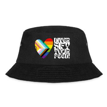 🌈♿ Diversify Your Feed–Progress Pride&Disability - Bucket Hat - Schwarz - Vorne - Lela (165cm)