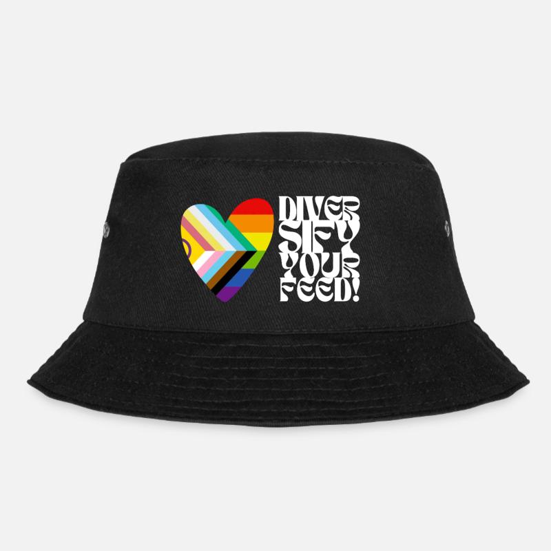 🌈♿ Diversify Your Feed–Progress Pride&Disability - Bucket Hat - Schwarz