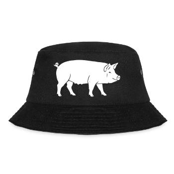 Schwein Silhouette Bauernhof Clean Vektor - Bucket Hat - Schwarz - Vorne - Lela (165cm)