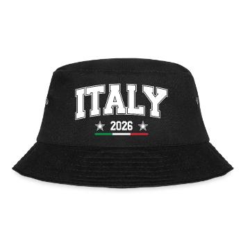 Italien 2026 in imposanten Buchstaben und Flagge - Bucket Hat - Schwarz - Vorne - Lela (165cm)