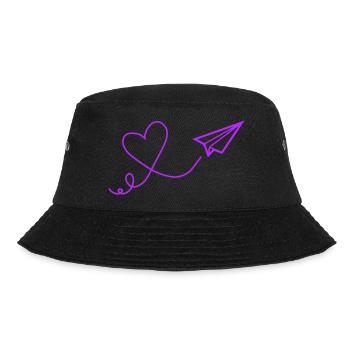 Heart Flight Paper Flight Illustration - Bucket Hat - black - Front - Lela (165cm)