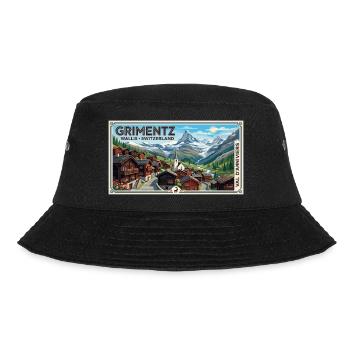 Grimentz Alpenpanorama Poster - Bucket Hat - Schwarz - Vorne - Lela (165cm)