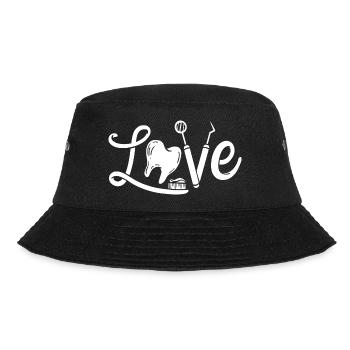 Zahnärztliche Liebe: Herz, Zahn und Werkzeuge - Bucket Hat - Schwarz - Vorne - Lela (165cm)