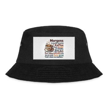 Kaffee Morgen Spruch Illustration - Bucket Hat - Schwarz - Vorne - Lela (165cm)