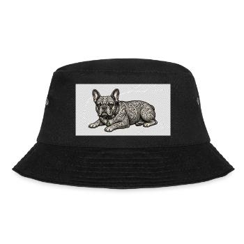Ornate Bulldog Tattoo Muster - Bucket Hat - Schwarz - Vorne - Lela (165cm)