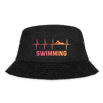 Schwimmer Herzschlag Schwimmen - Bucket Hat - Schwarz - Vorne